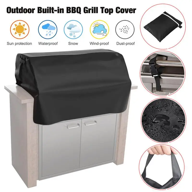 Waterproof  Barbecue Stove Roof Cover 210T Oxford Windproof Grill Covers For Built-In Barbecue Grill Top Outdoor BBQ Protect