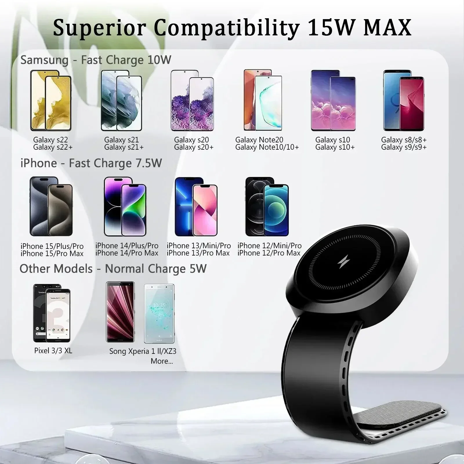 سيارة المغناطيسي شاحن لاسلكي لاصق نمط قابل للتعديل لوحة القيادة شواحن الهاتف ل Magsafe آيفون 16 15 14 13 12 شحن سريع #6