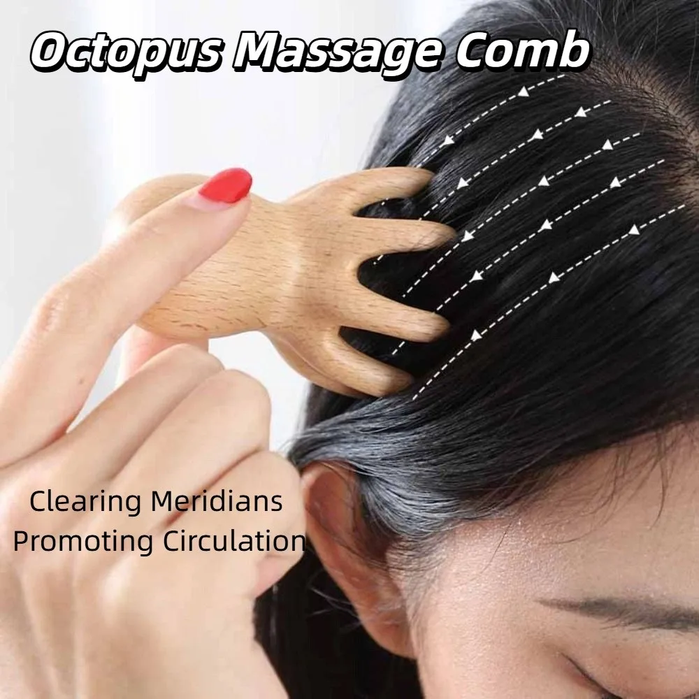 

Скребковое устройство, массажная расческа для осьминога, палочка для акупунктурных точек, кровообращение головы, массажная расческа для кожи головы, антистатическая
