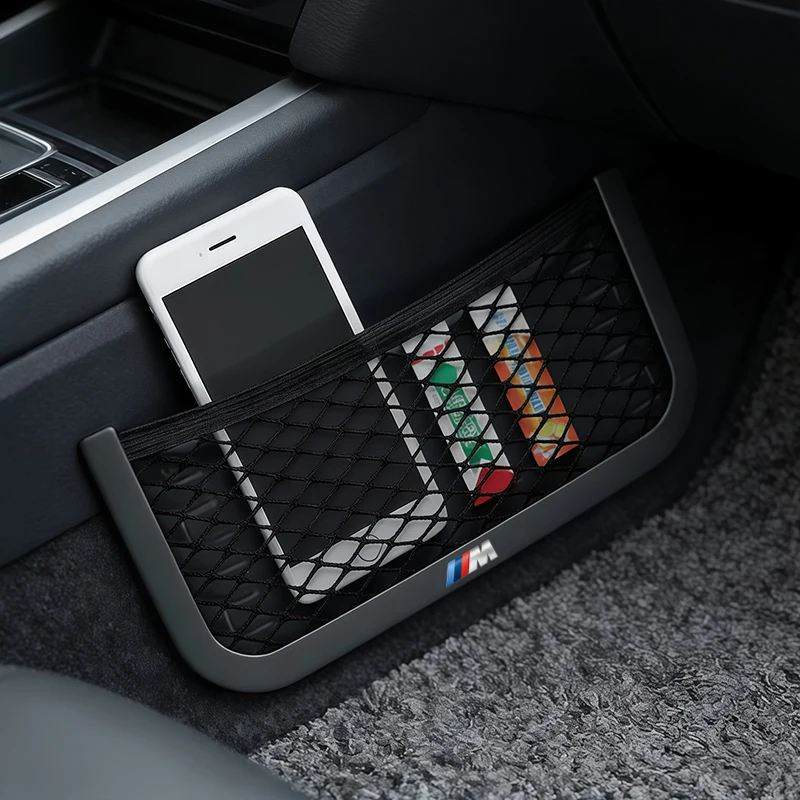 

Car Mesh Storage Bag Magic Sticker Fixed Interior Organizer Pocket For BMW M E46 E90 E60 F30 G20 X1 X2 X3 X4 X5