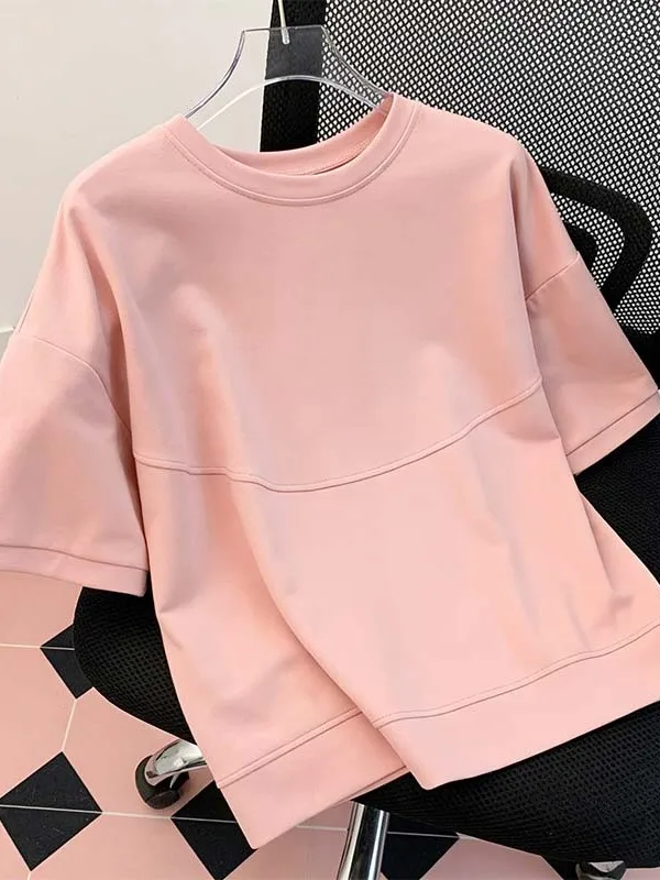 

Loose Casual Short Sleeve T-Shirt plus Size Korean Design Summer New Style Versatile Comfortable Breathable Skin-friendly Lad...