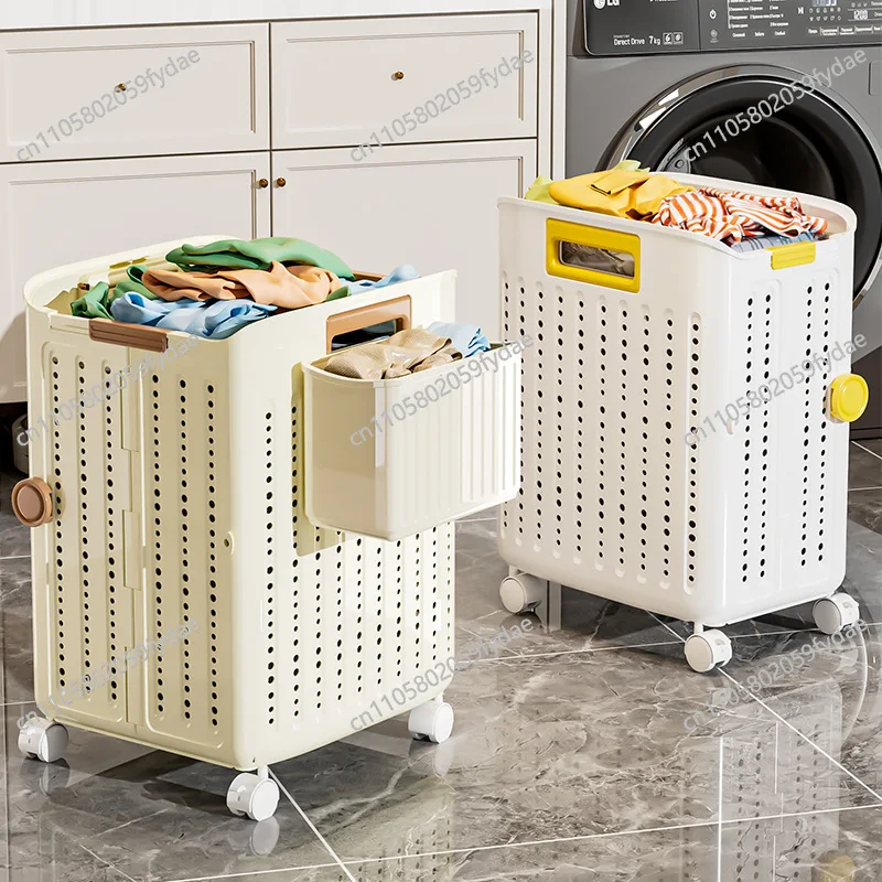 

basket with wheel wall-mounted hanging clothes storage household bedroomplastic sundries sorting