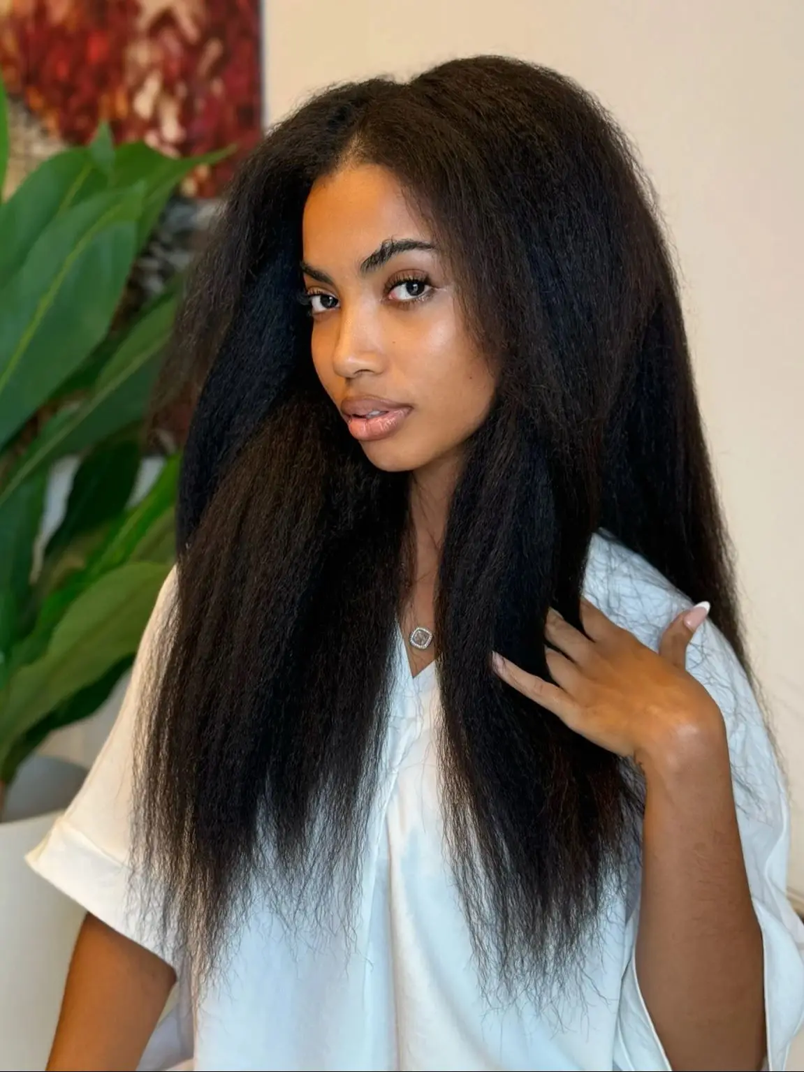 

Прямой парик Kinky Straight 13x4 с кружевной передней частью, цвета кости, Yaki, бразильский, 4x4 HD кружевной фронтальный парик, 100% натуральные человеческие волосы для женщин