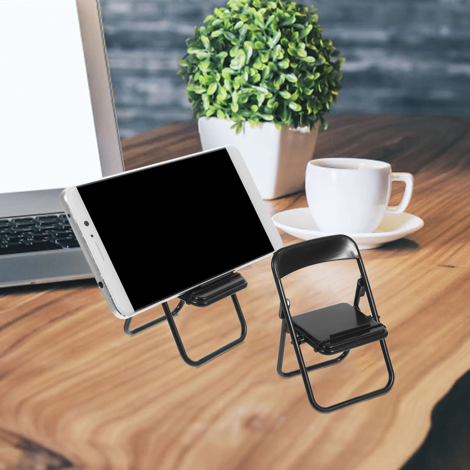 12 Pcs Folding Chair Smartphones Desk Stand Small Telephone Fodable Decoration Plastic Furniture Miniature Work