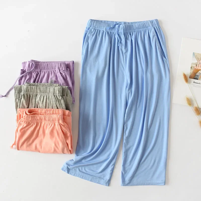 Pantalones cortos deportivos para mujer, shorts cómodos de modal, holgados, multicolor, talla grande, elásticos, para el hogar y la playa, Verano