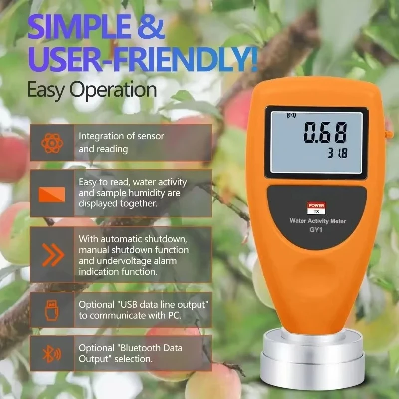 Water Activity Meter Smart Food Water Activity Tester for Jerky Dried Fruit Grain Vegetable Aw Moisture Mete Tools