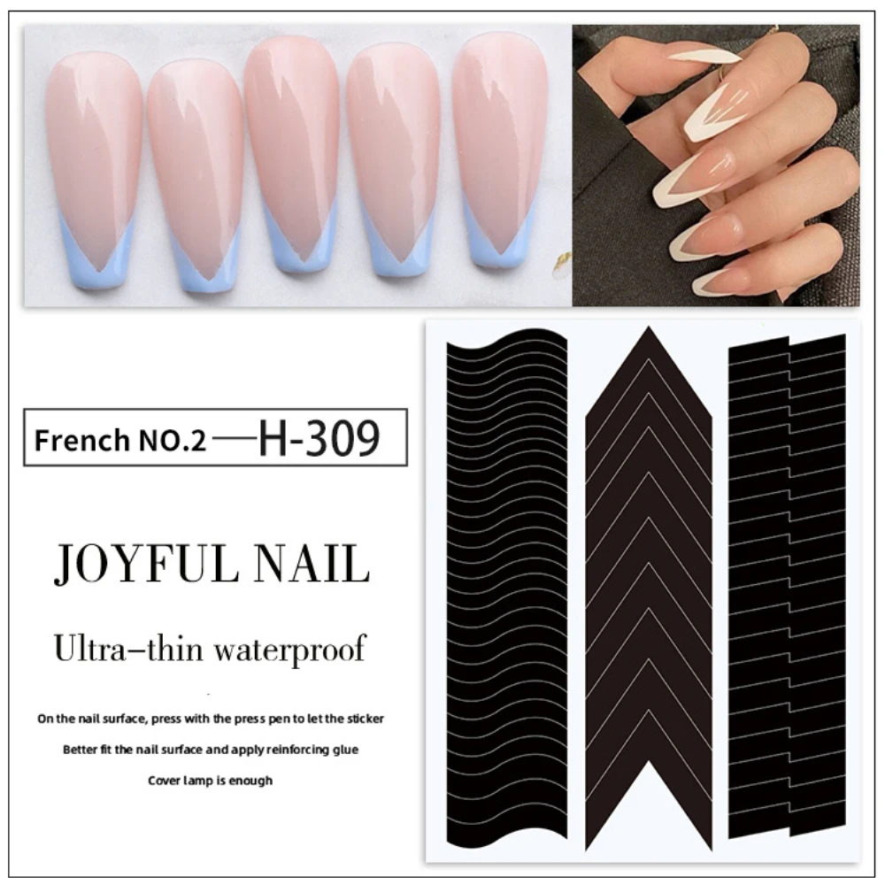 Nail Art decalcomanie Nails Sticker Nail Art Form Guide Stickers suggerimenti Design adesivo per unghie francese a forma di V unghie French Manicure