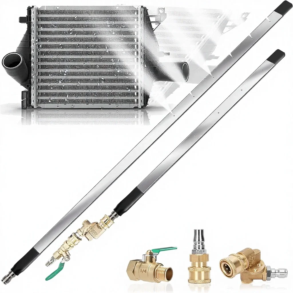 New Radiator Cleaning Wand 2-Piece Set 4500 PSI Stainless Steel Dual Water/Air Pressure Washer Adapter for Equipment