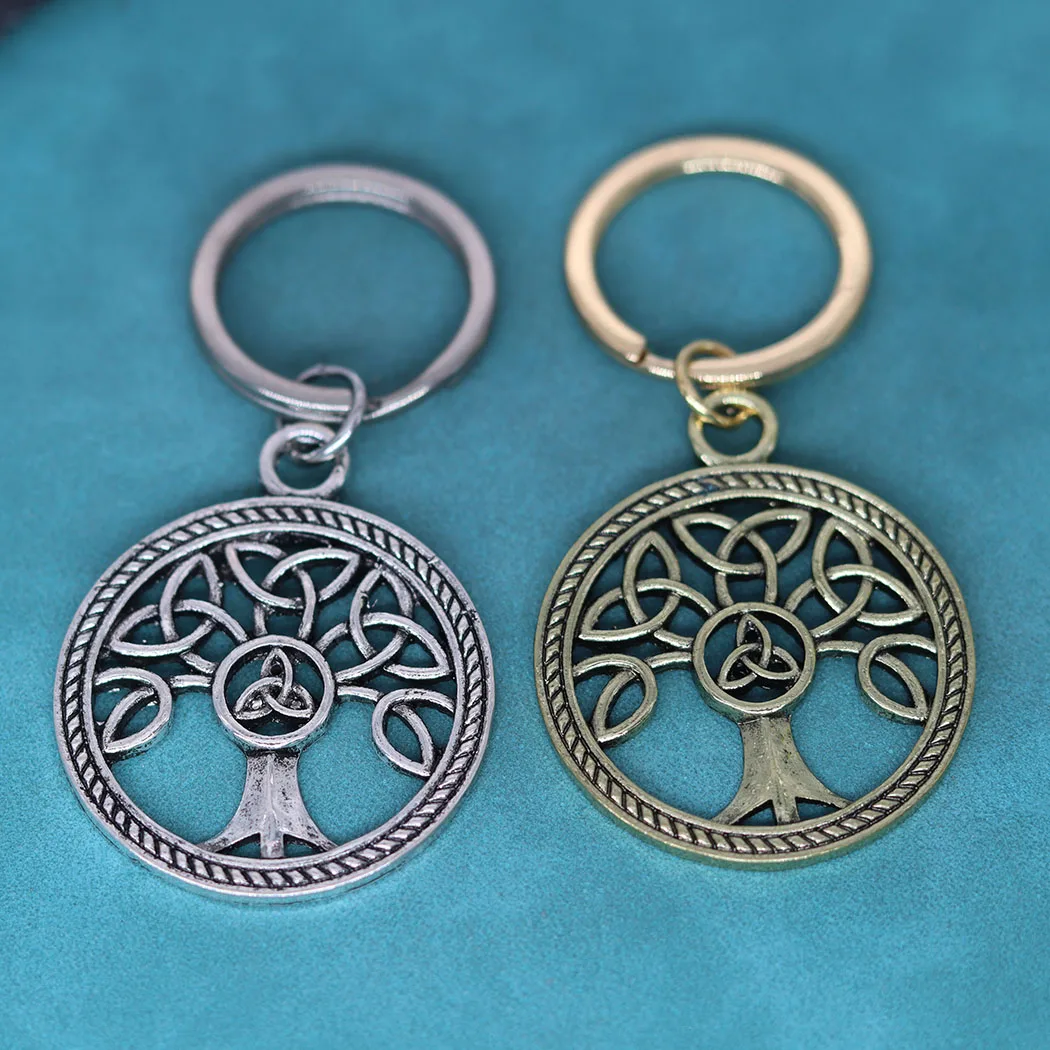 Family Tree of Life Round Knot Pendant Keychain Vintage Celtic Knot Key Chains For Men Women Amulet Talisman Jewelry Gift