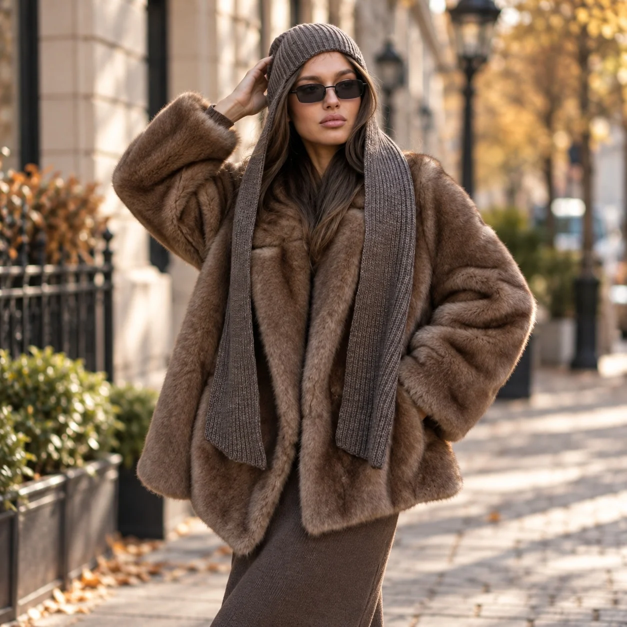 Pocket Hoodless Loose Fit Coat with Mid Long Length Streetwear Edgy Street Autumn Notched Lapel Regular Sleeve Skirts for Women