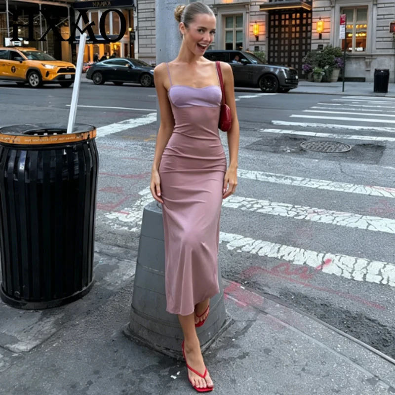 HXAO Sexy Korsett-Slip-Kleid Damenkleid Sommer 2026 Elegante Partykleider Ärmelloses Rückenfreies Schlitzkleid Hochzeitsgast-Kleider