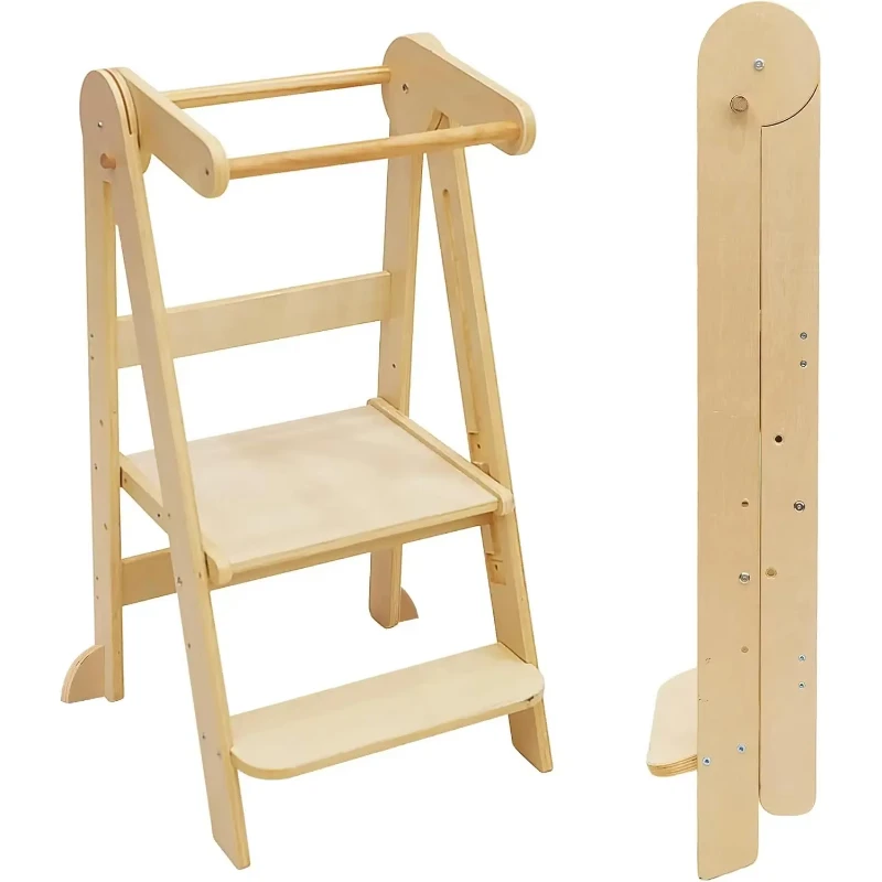 High Quality Modern 3 in 1 Adjustable Wooden Children Kitchen Tower Furniture Portable Toddler Step Stool