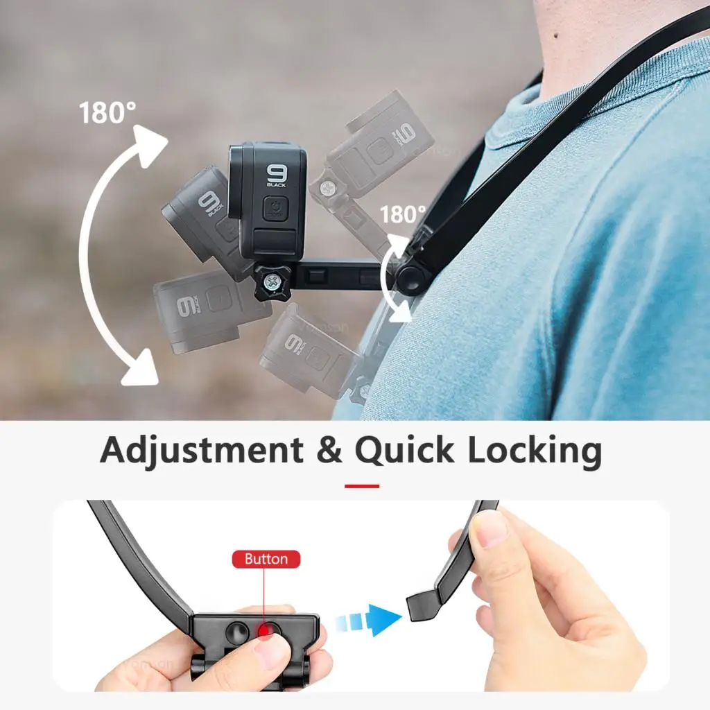 Vamson Neck Hold Mount for Insta360 X3 GoPro Hero 12 11 10 9 8 7 DJI Osmo Action Anti-shake Lanyard Strap for GoPro Accessories