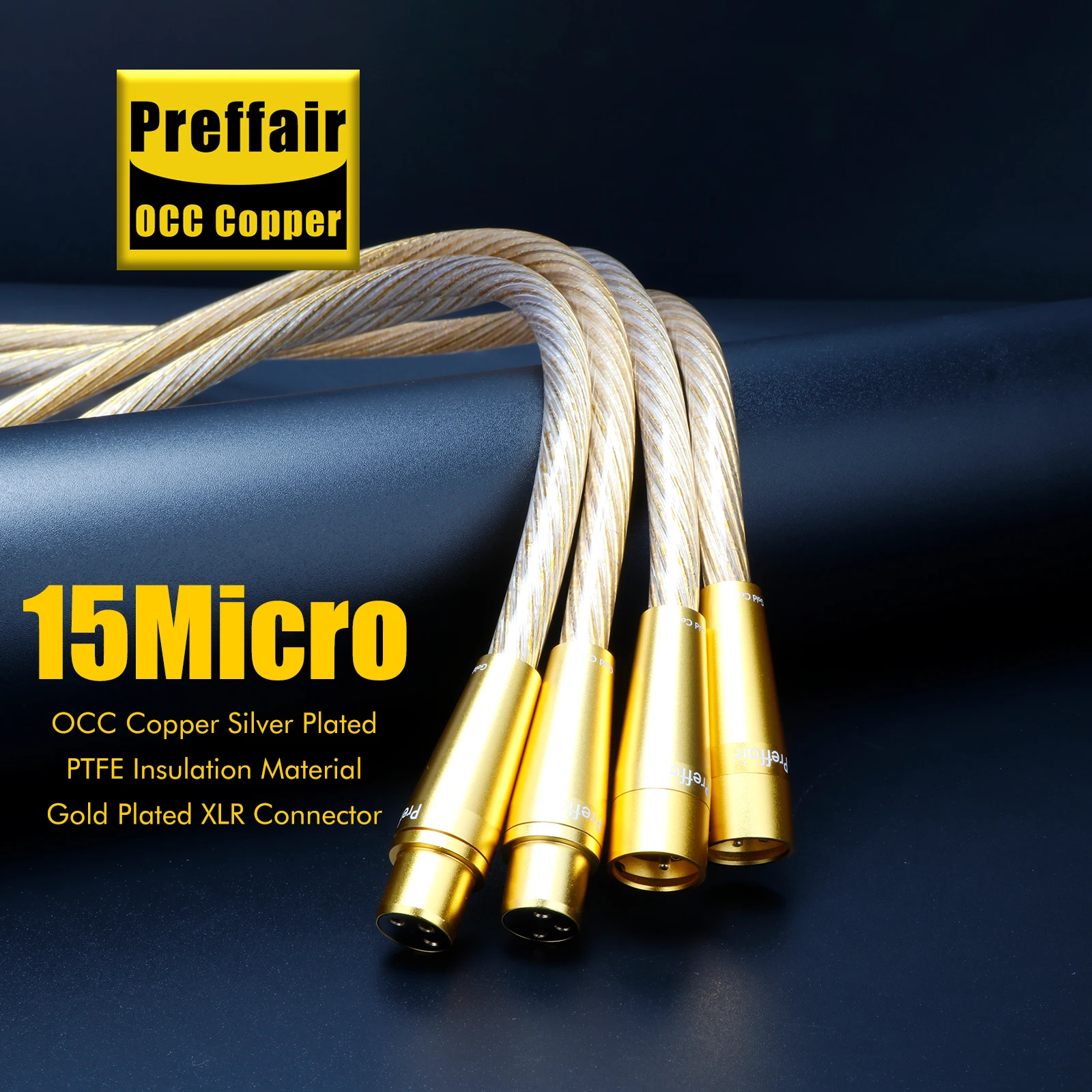 HiFi XLR Cable OCC Silver Plated Rca to XLR Cables Balanced Audio Cable 24K Gold Plated Xlr/Rca Connector Cable Rca for AMP