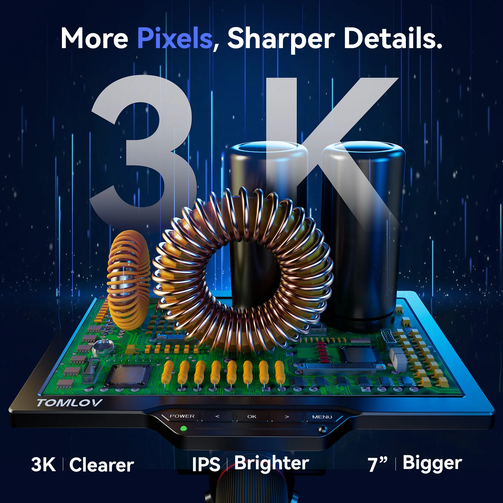 TOMLOV 7-Zoll IPS Digital-Mikroskop 2000X HDMI Mikroskop-Kamera mit Doppel-3D-Linse Elektronisches Löt-Mikroskop für PCB-Reparaturen – Detail 1