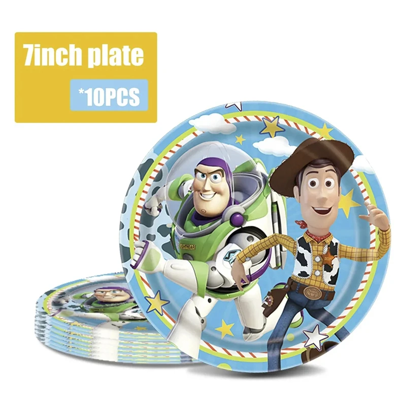 Disney Toy Story Birthday Party Decorations Kit New Buzz Lightyear Woody Paper Napkins Plates Cups Balloons Baby Shower Supplies