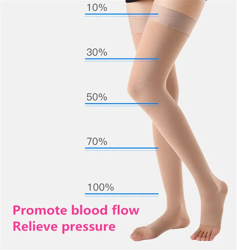 Varicose Veins Medical Compression Socks 20-30mmHg Elastic over Knee Nursing Compression Socks Third Grade Support