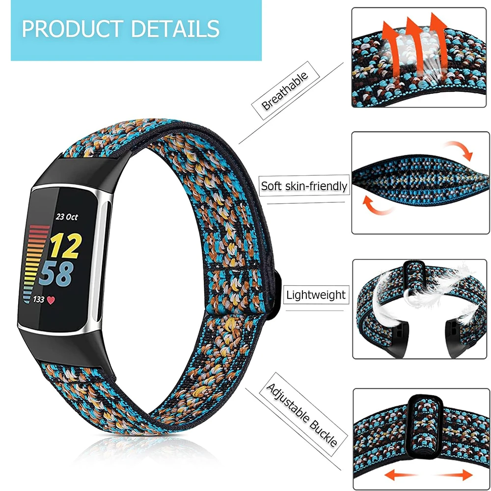 Nuovo cinturino in Nylon morbido per Fitbit Charge 6 5 4 3 2 cinturino per orologio intrecciato a onde Correa per Fitbit Charge 3 se