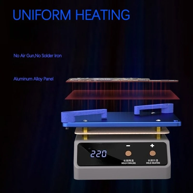 Repair universal preheating and heating platform, layered bonding, tin plating, and adhesive removal universal heating platform