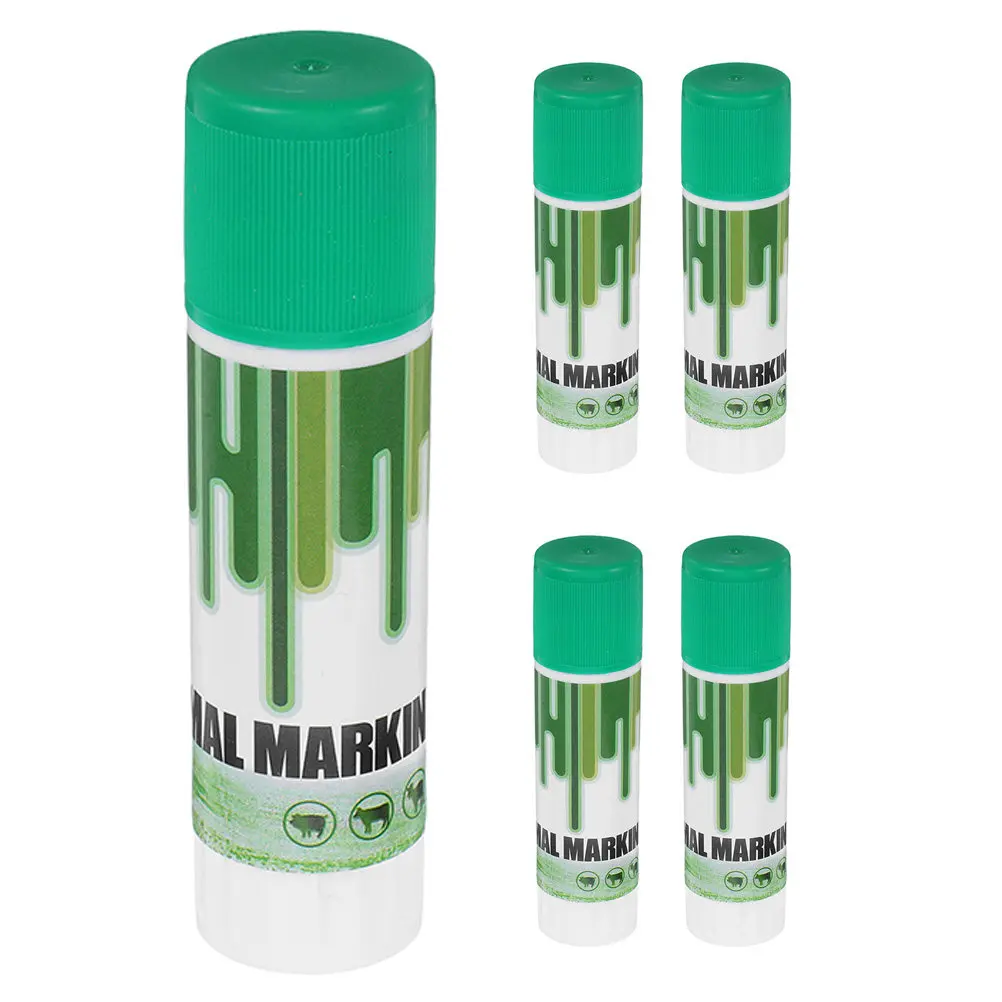 5Pcs Livestock Marking Crayons Green Durable Water Resistant Animal Marker Pens High Visibility Outdoor Use Farm Animals