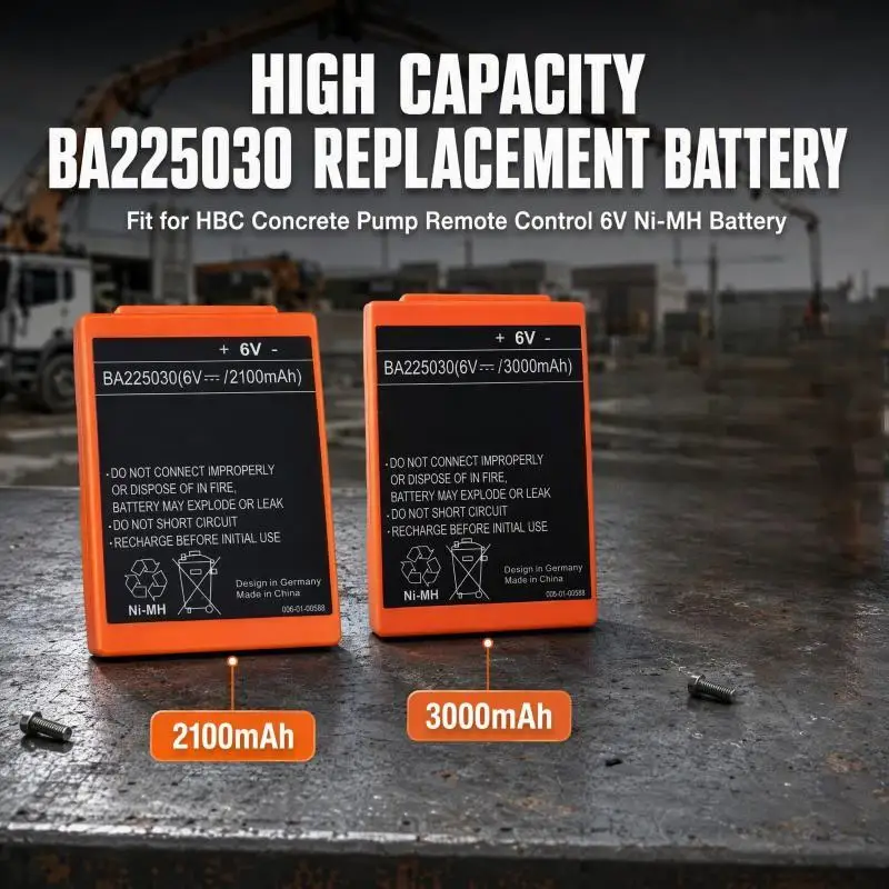 6V 2100mAh/3000mAh BA225030 Replacement Battery for HBC Concrete Pump Remote Control Ni-MH Battery Accessories