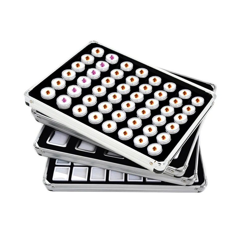 Loose Diamond Gemstone Display Case White Foam Round Gems Holder Jar Insert Gem Stone Pendant Beads Storage Liner Organizer Tray