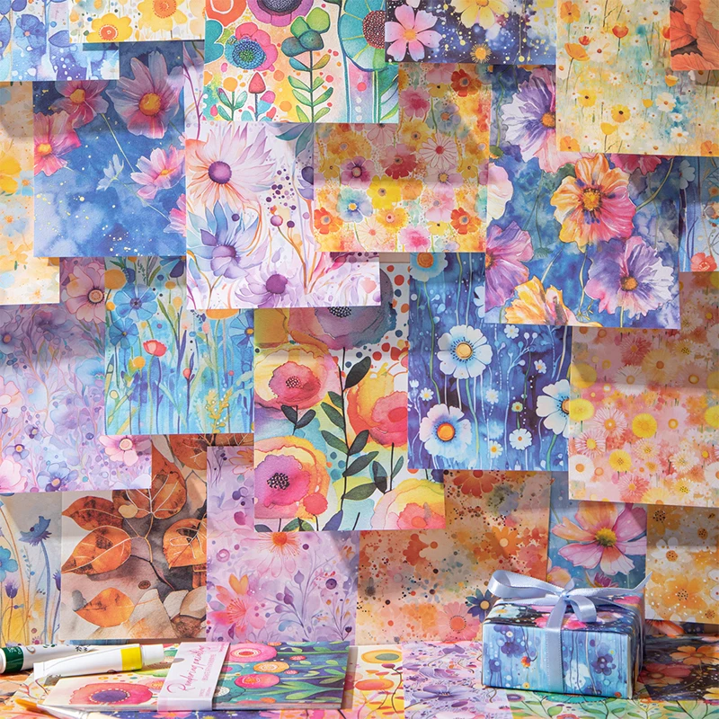 30Pcs/Pack Smudging Painting Series Scrapbooking Paper Material Perfect for Collage Journaling Diy Craft Supplies