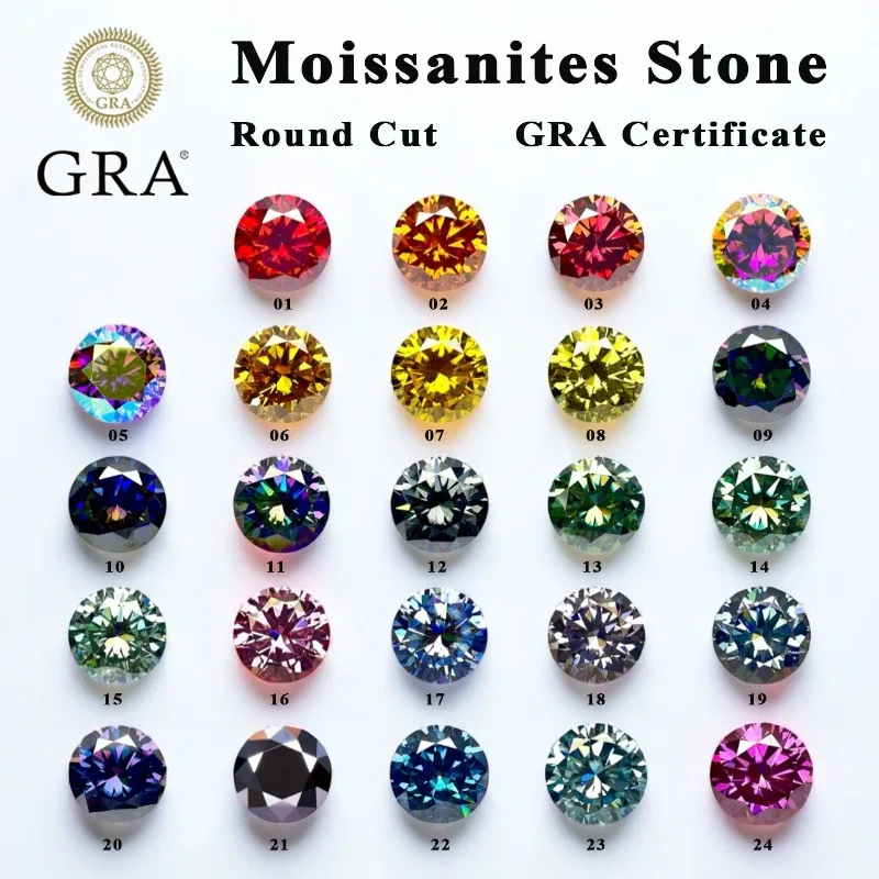 Moissanites Stone Round Cut 3.0mm-11mm Top Quality Eight Hearts and Eight Arrows Moissanite Diamonds Gemstones GRA Certificate