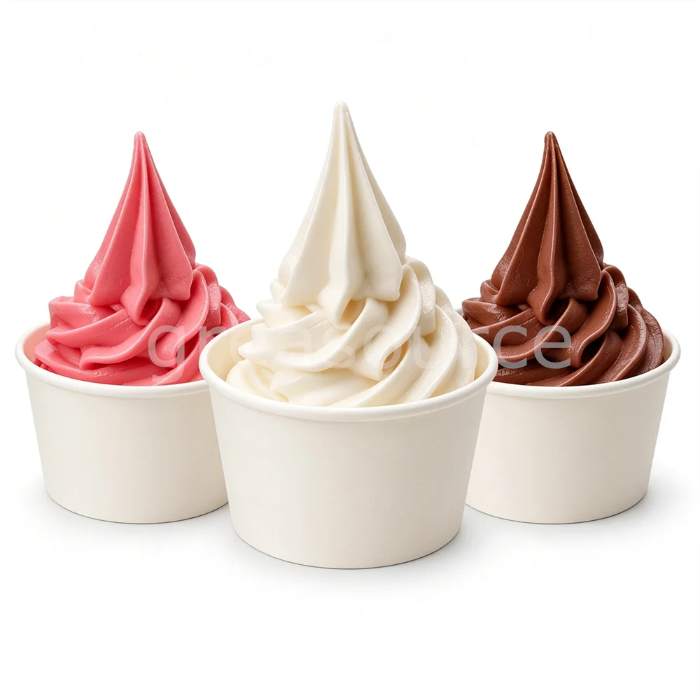 Fake Soft Serve Ice Cream Cup Set Pink Vanilla Chocolate Artificial Swirl Craft Ornament White Paper Cup Shop Window Display Joy
