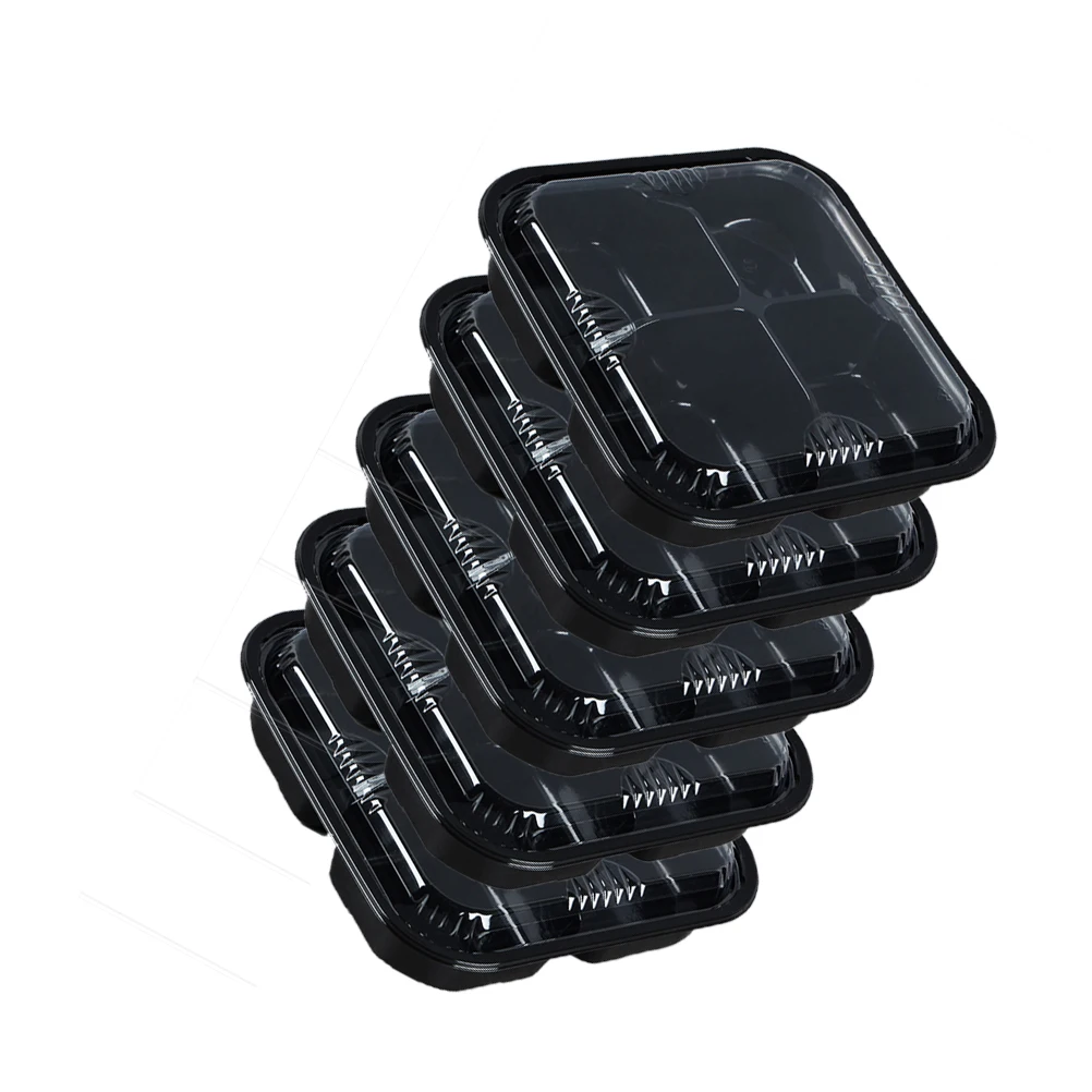 

10 Pcs Fruit Salad Boxes Reusable Containers Meal Prep Black Color Leak Proof Storage Case Plastic Kitchen Bar Items
