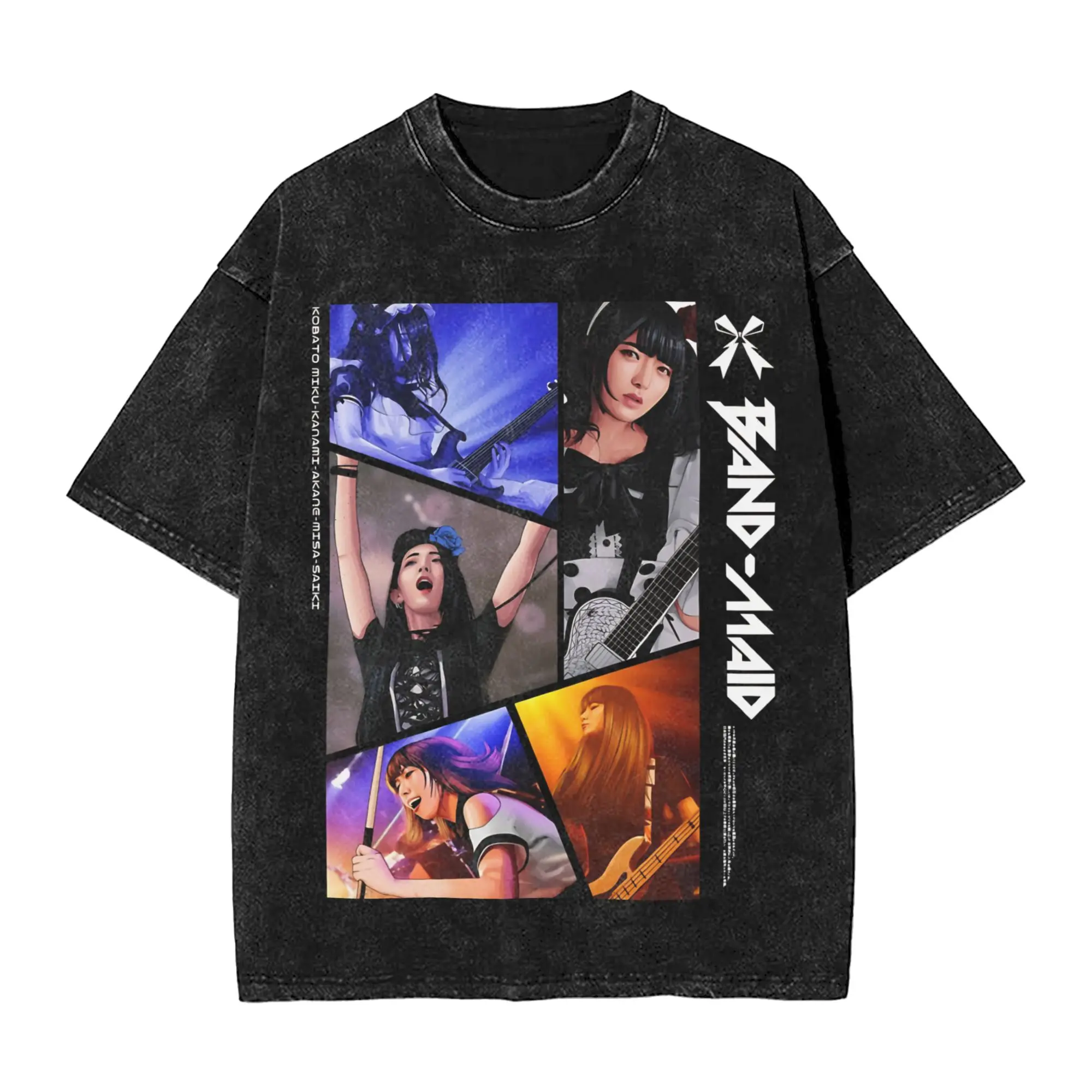 BAND MAID PANEL Washed T Shirt Streetwear Hip Hop Vintage T-Shirts  Tees Men Women Short Sleeve Street Summer