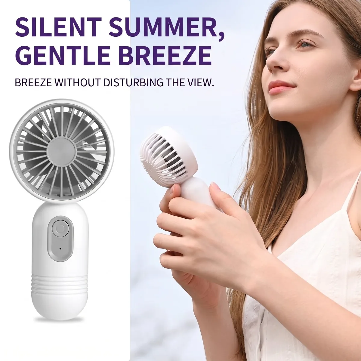Portable Mini Handheld Fan, USB-C Rechargeable, 500mAh Battery, 3 Adjustable Speeds, Compact Travel Cooling Fan, Ideal Gift