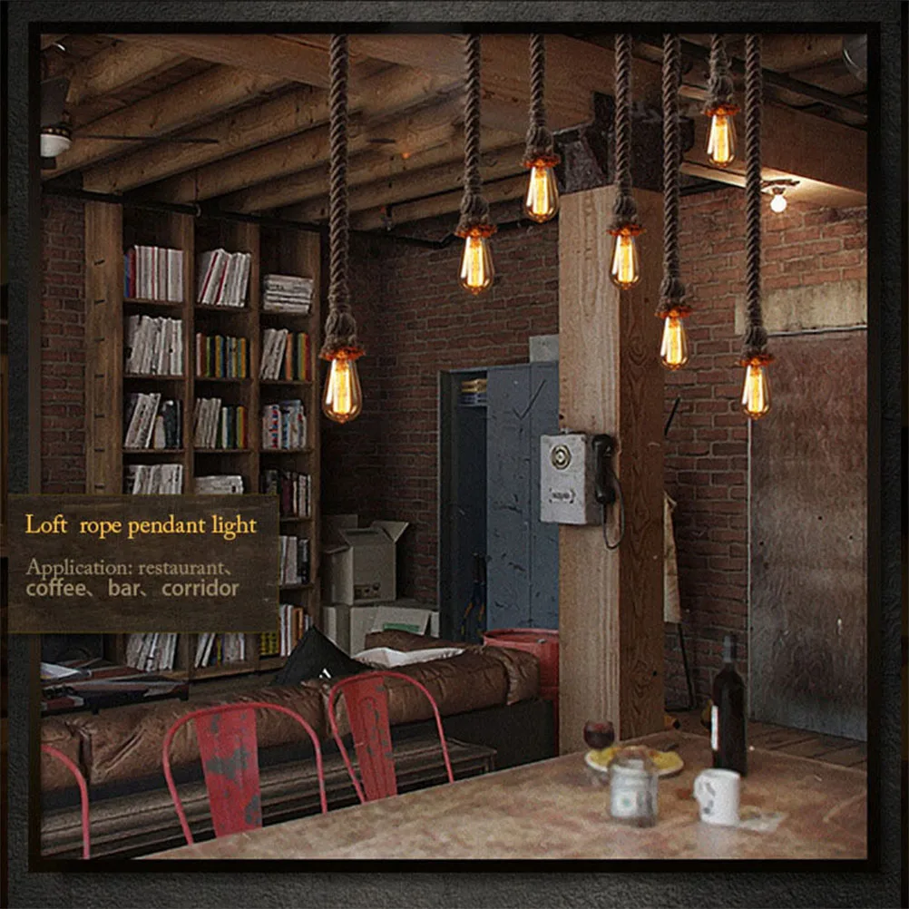

2M Large Hemp Lamp Pendant Light Decorative Rope Light Hanging Bar Shop Restaurant Party Easy Install Long Use