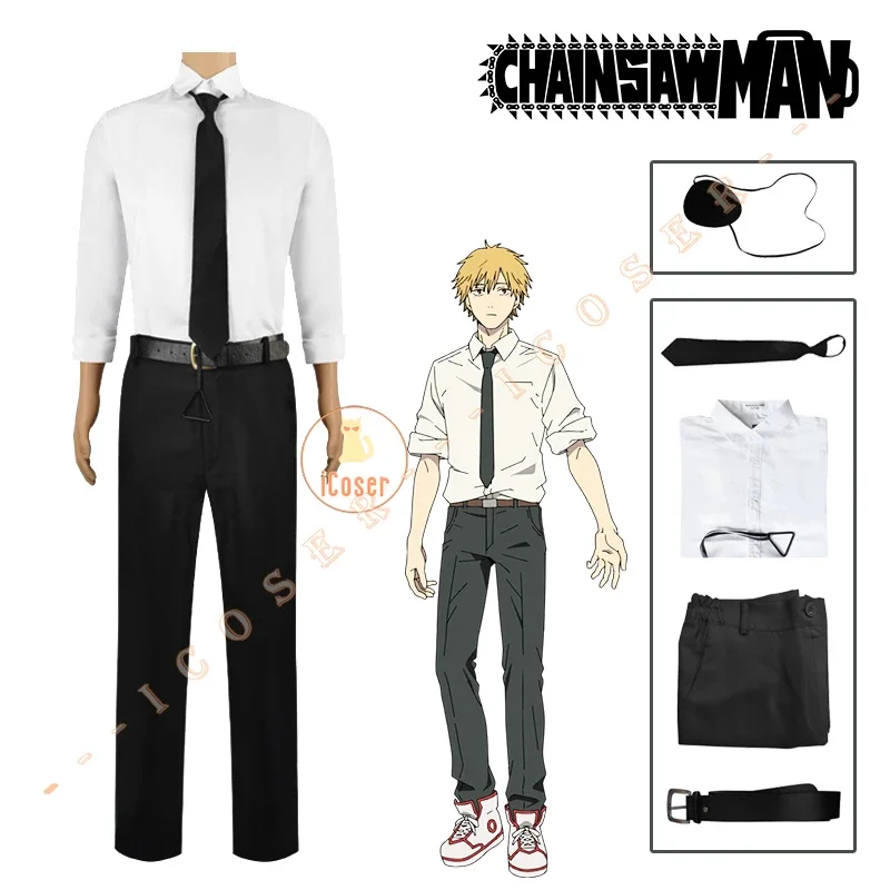 Anime Chainsaw Man Denji Cosplay Costume Wig Public Safety Devil Hunter Uniform Shirt Tie Pants Suit Pochita Halloween for Men