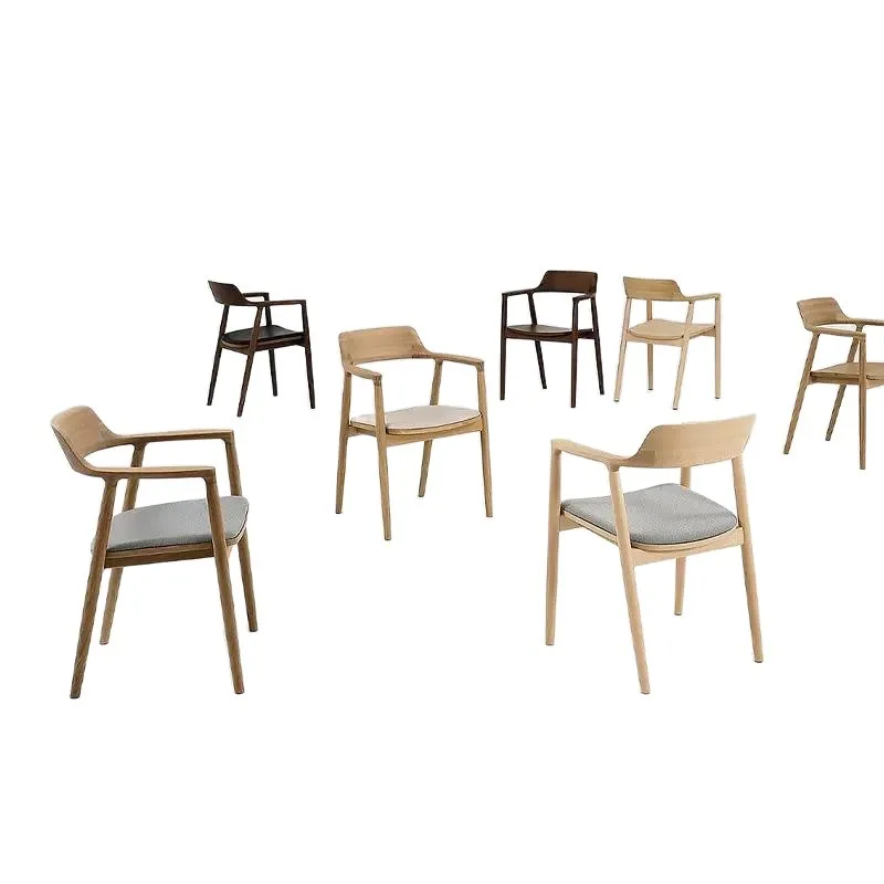 For Pure solid wood white wax dining chair household white wax restaurant household negotiation simple backrest