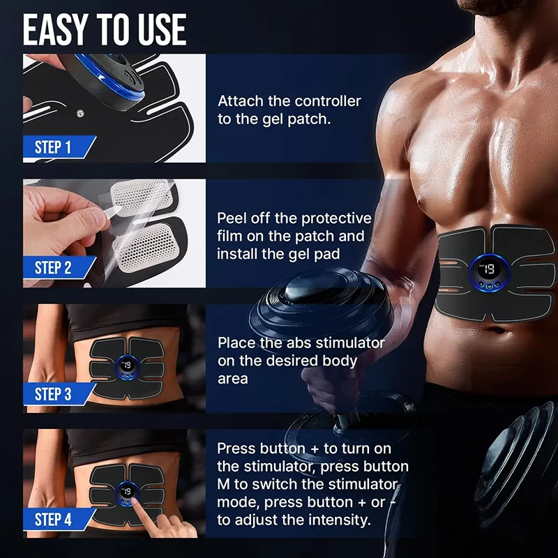 Electric Hip Trainer EMS Abdominal Muscle Stimulator For Arm Leg Back Body Slimming Weight Loss Replacement Gel Fitness Massager