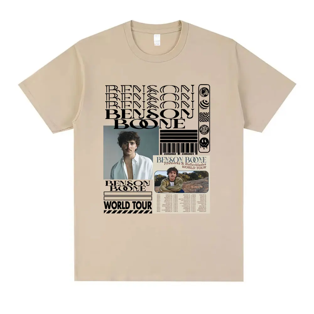 Benson Boone Graphic Print T-shirt Fireworks & Rollerblades 2024 World Tour T Shirts Men Women Fashion Casual Oversized T-shirts