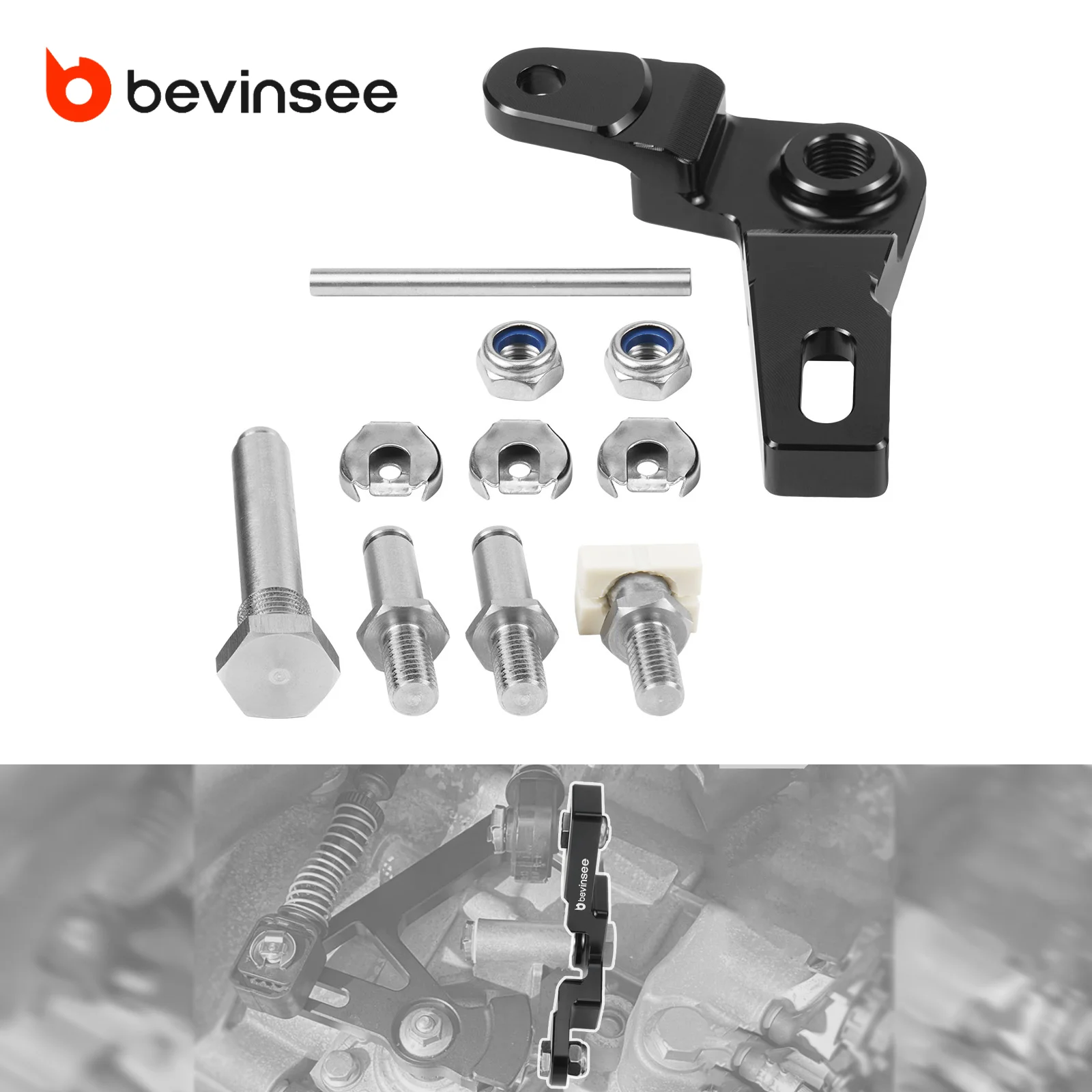 BEVINSEE Aluminum Adjustable 6-Speed Side-to-Side Shift Lever Kit for VW for Golf MK4 MK5 MK6 MK7 for Audi A3 S3 8V 8Y TT MK3