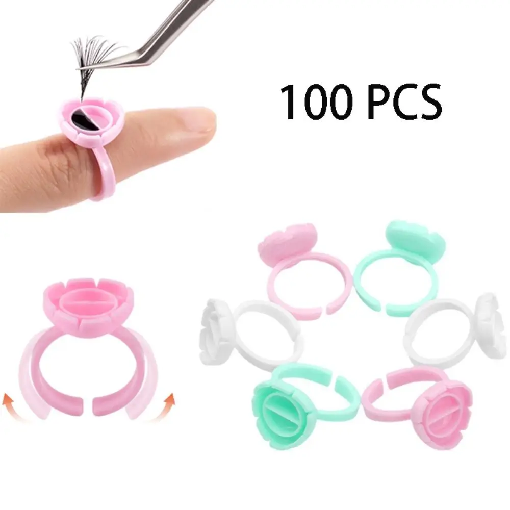 100 pcs New Portable Glue Rings Adjustable Eyelash Extensions Lash Glue Rings Glue Tray Lash Supplies Glue Holder