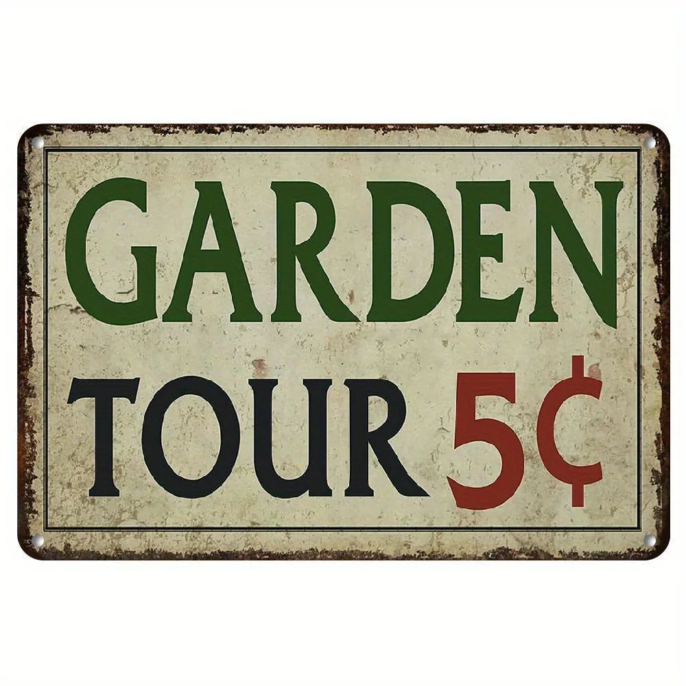 （2D Tin painting）Vintage Hummingbird Metal Garden Sign, Rustic Outdoor Wall Decor with Pre-Drilled Holes, Weatherproof Farmho