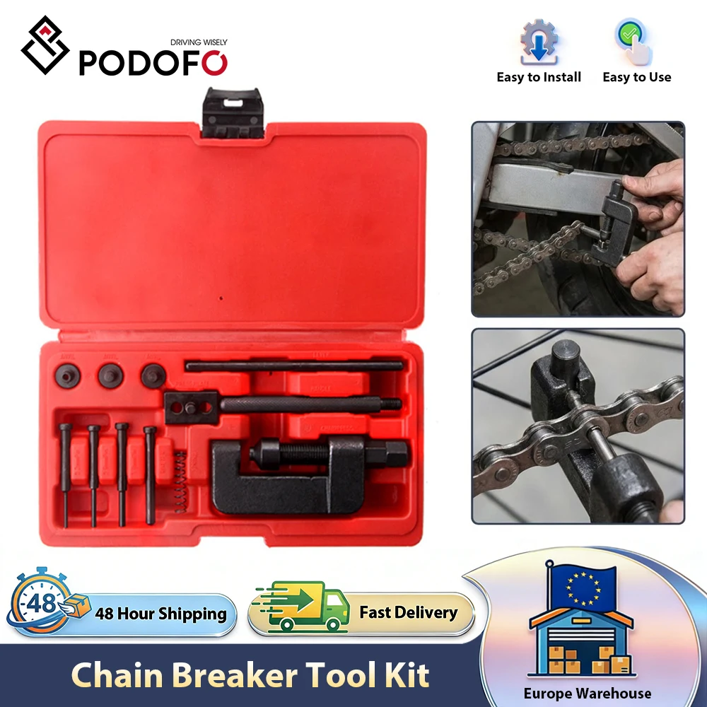 Podofo – Kit d'outils 13 pièces pour briser et riveter les chaînes de motos/vélos/quads, pour démontage/installation de chaînes de moto, vélo, VTT