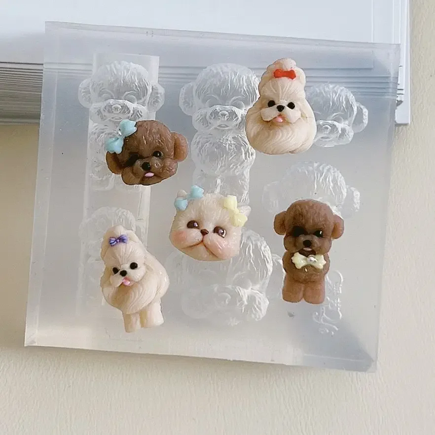 귀여운 강아지 고양이 곰 케이크 토끼 3D 아크릴 몰드 네일 아트 장식 손톱, DIY 디자인 실리콘 네일 아트 템플릿, 네일 몰드, 1 개