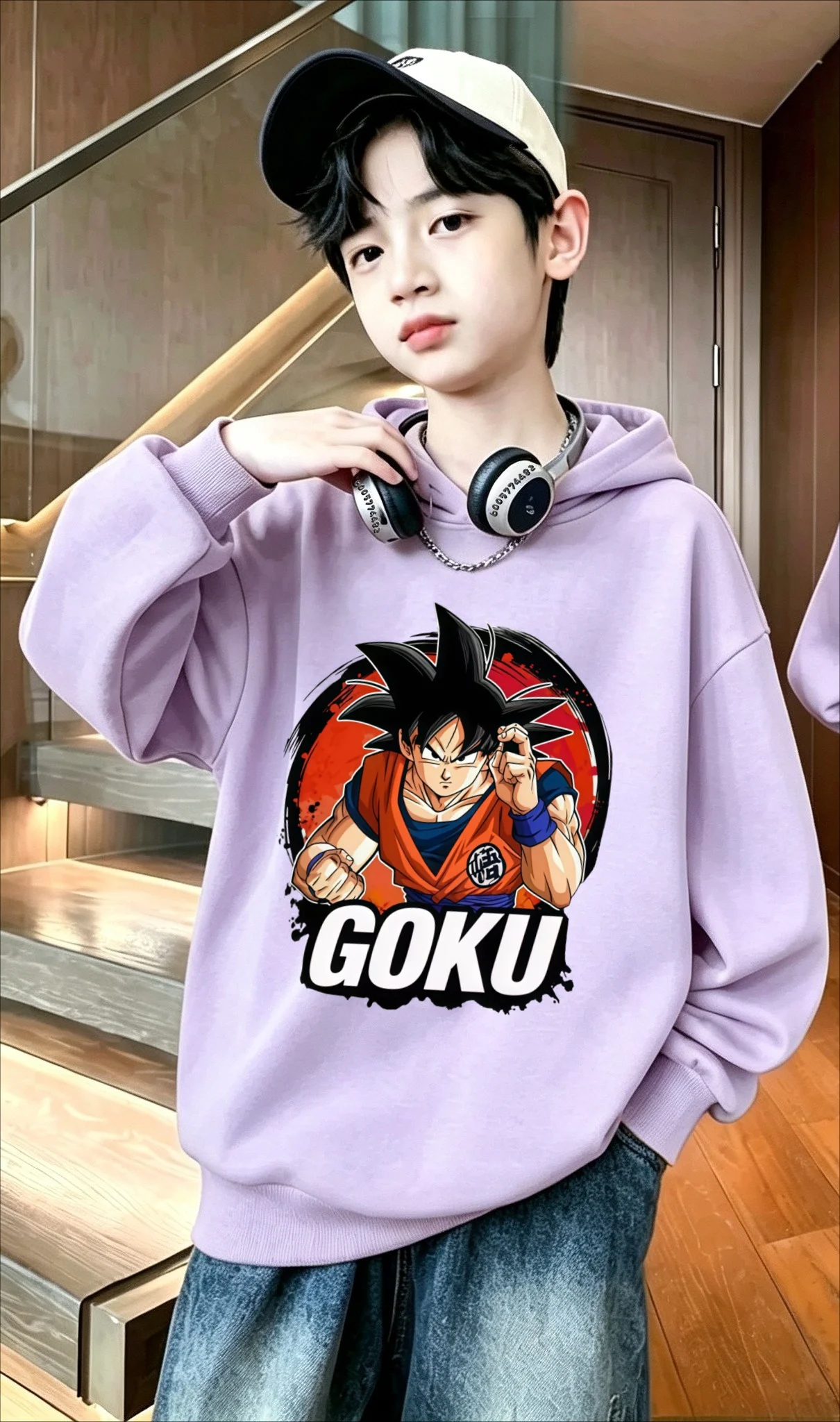 Autumn/Winter Children's Hooded Sweatshirt - Dragon Ball Z - Goku Anime Print Loose Fit Children's Casual Shirt