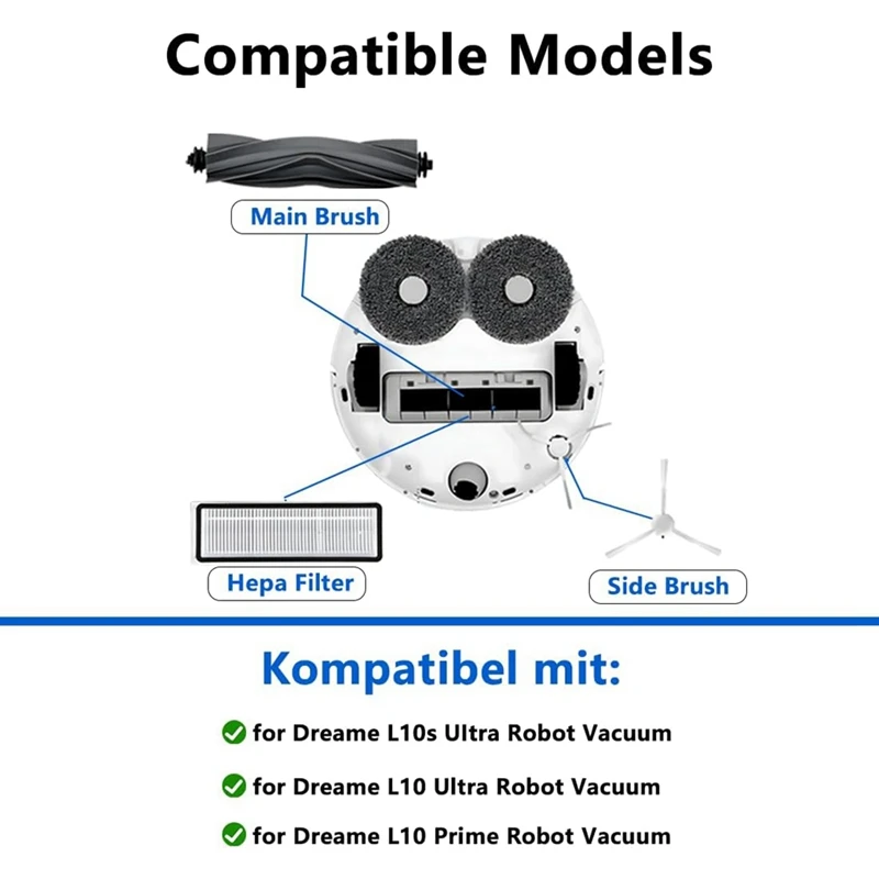 Untuk Dreame L10S Ultra L10 Ultra Robot vakum sikat sisi utama Hepa Filter kain pel kantong debu suku cadang