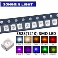 100pcs/Lot 3528 1210 Diode SMD LED Diodo Kit Green RED WARM White ICE Blue Yellow Pink Purple-UV Orange Rgb