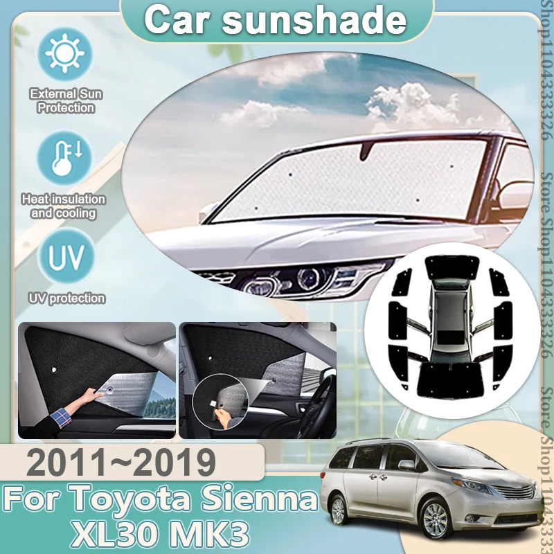 

Full Coverages Sunshades For Toyota Sienna XL30 MK3 2011~2019 2015 Reflector Shade Visor Sunscreen Window Protection Auto Shades