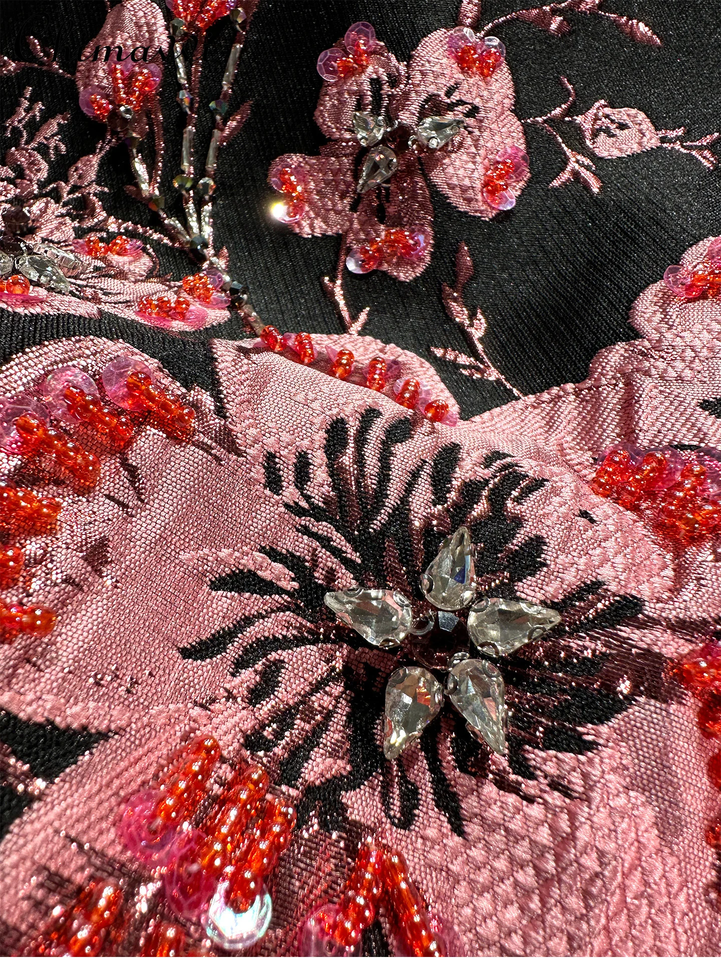 Exquisito Jacquard pesado rebordear cintura suelta A-Line vestido de gama alta sin mangas ajustado Vintage vestidos mujeres 2026 primavera nuevo