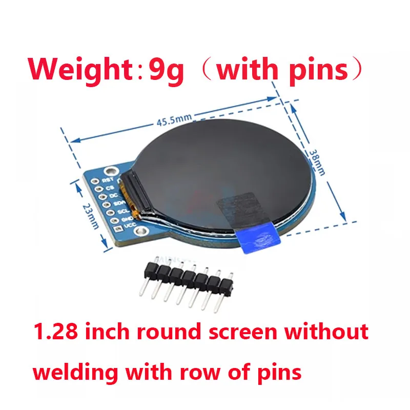 1.28 Inch Rond Scherm Tft Module 240X240 Hd Ips Full View Lcd Full Colour Rgb