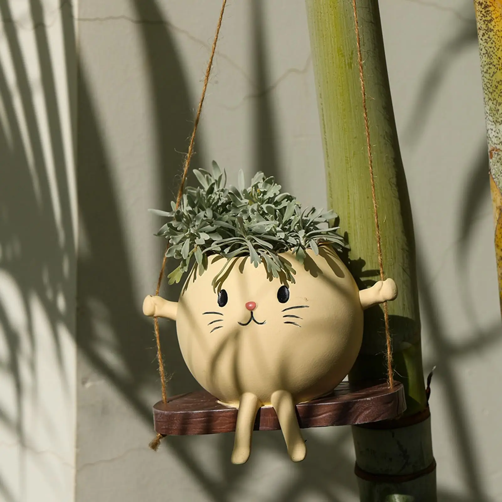 

1 шт., качающийся горшок для лица, милый кот, кресло-качалка, цветочные горшки из смолы, украшение для дома, цветочный горшок для крыльца, входа, гостиной