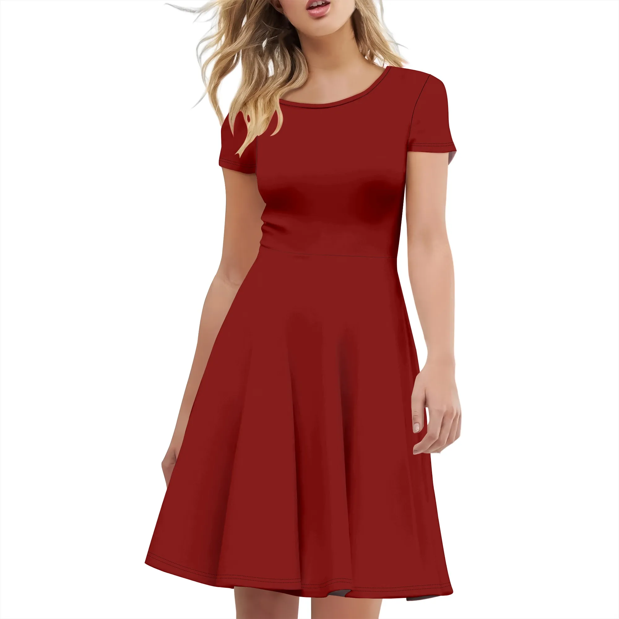 

Women's Elegant Knee Length Dresses Vintage Office Casual Floral Print Work Party A-Line Swing Dress with Pockets